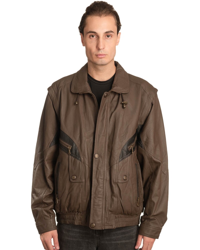 Γνήσιο Ανδρικό Δερμάτινο Μπουφάν - A6