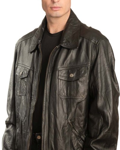  Γνήσιο Ανδρικό Δερμάτινο Μπουφάν - A37