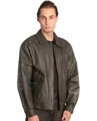 Γνήσιο Ανδρικό Δερμάτινο Μπουφάν - A56