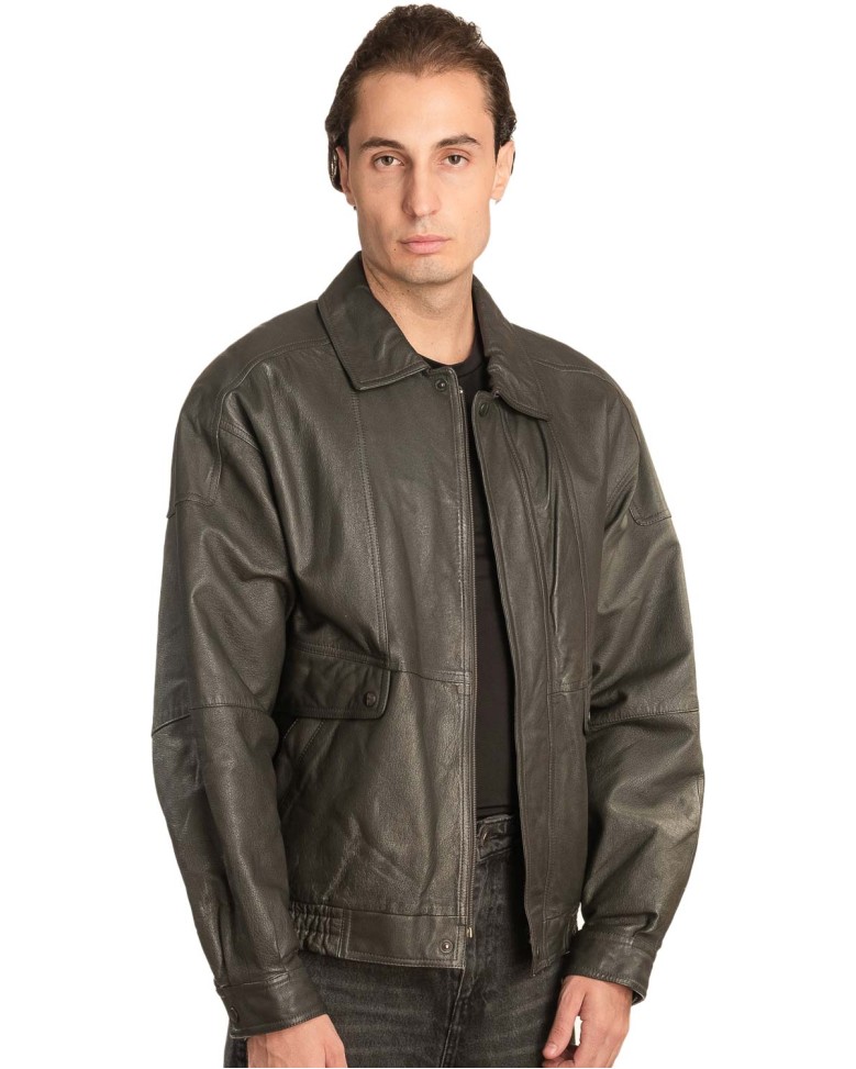 Γνήσιο Ανδρικό Δερμάτινο Μπουφάν - A56