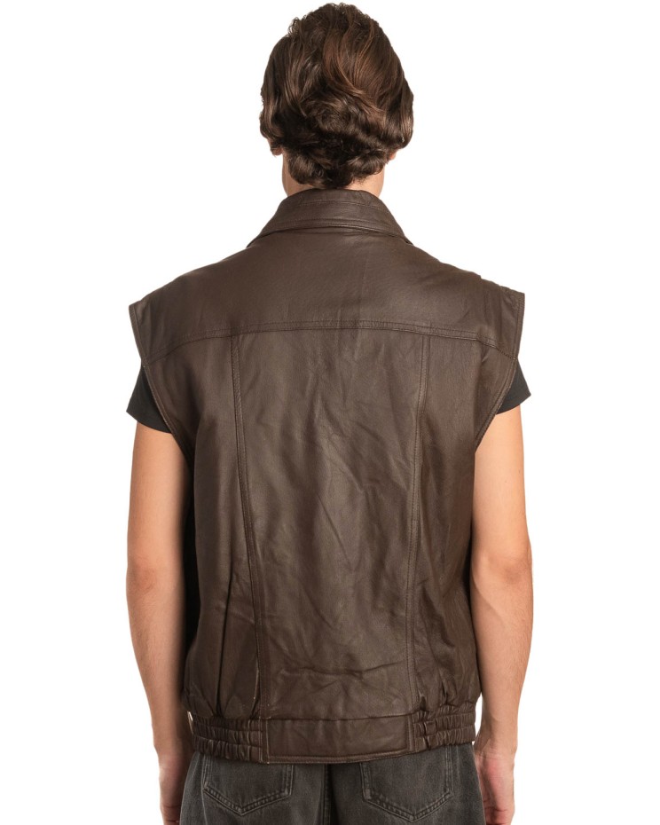 Γνήσιο Ανδρικό Δερμάτινο Γιλέκο - A59