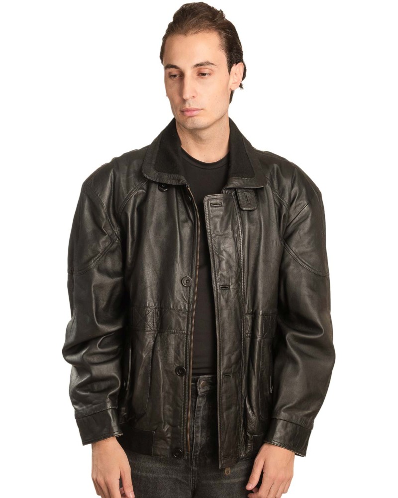  Γνήσιο Ανδρικό Δερμάτινο Μπουφάν - A64