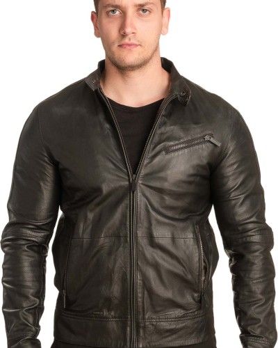  Γνήσιο Ανδρικό Δερμάτινο Μπουφάν - A76