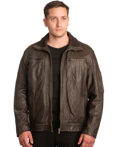  Γνήσιο Ανδρικό Δερμάτινο Μπουφάν - A108