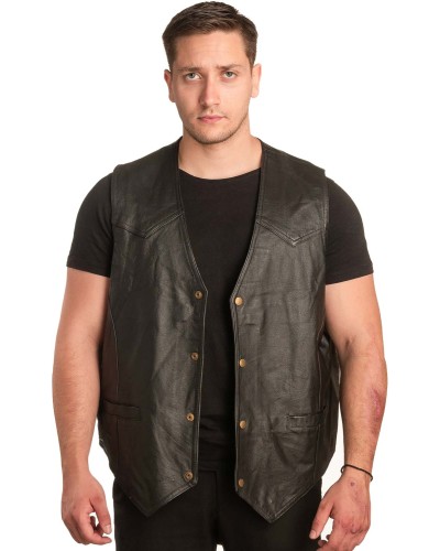Γνήσιο Ανδρικό Δερμάτινο Γιλέκο - A118