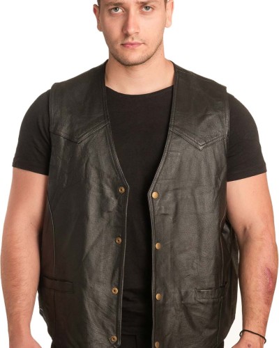 Γνήσιο Ανδρικό Δερμάτινο Γιλέκο - A118