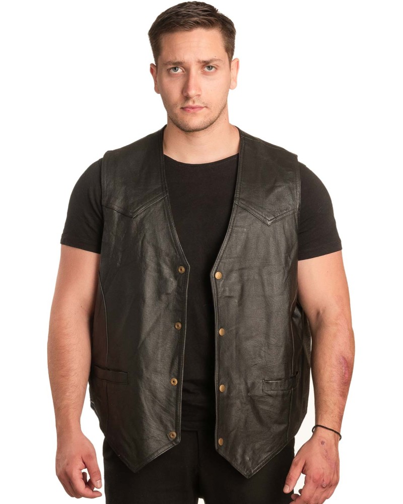 Γνήσιο Ανδρικό Δερμάτινο Γιλέκο - A118