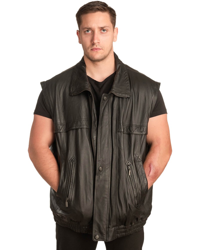 Γνήσιο Ανδρικό Δερμάτινο Γιλέκο - A121