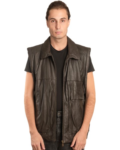 Γνήσιο Ανδρικό Δερμάτινο Γιλέκο - A127