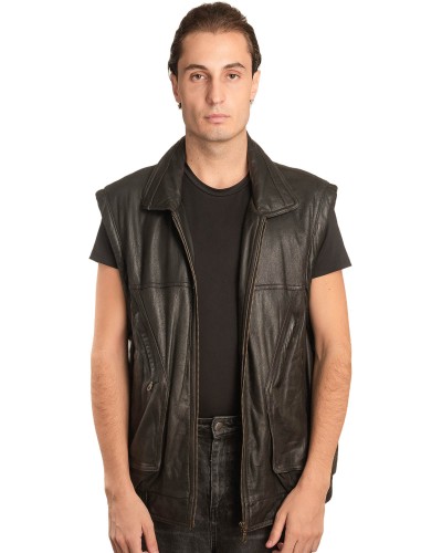 Γνήσιο Ανδρικό Δερμάτινο Γιλέκο - A130