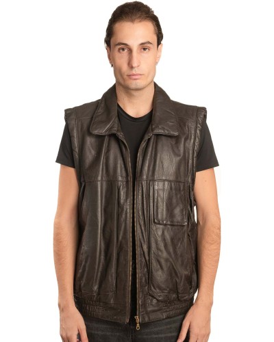 Γνήσιο Ανδρικό Δερμάτινο Γιλέκο - A131