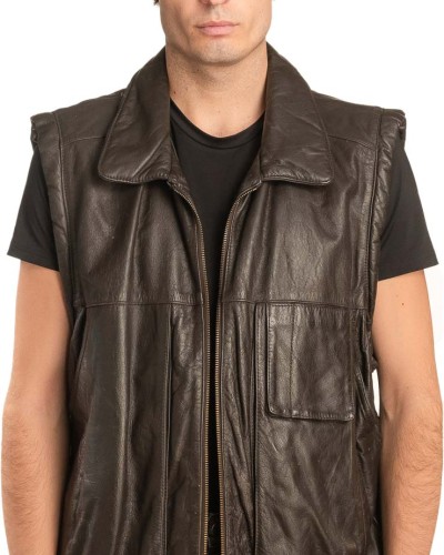 Γνήσιο Ανδρικό Δερμάτινο Γιλέκο - A131