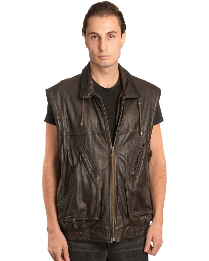 Γνήσιο Ανδρικό Δερμάτινο Γιλέκο - A133