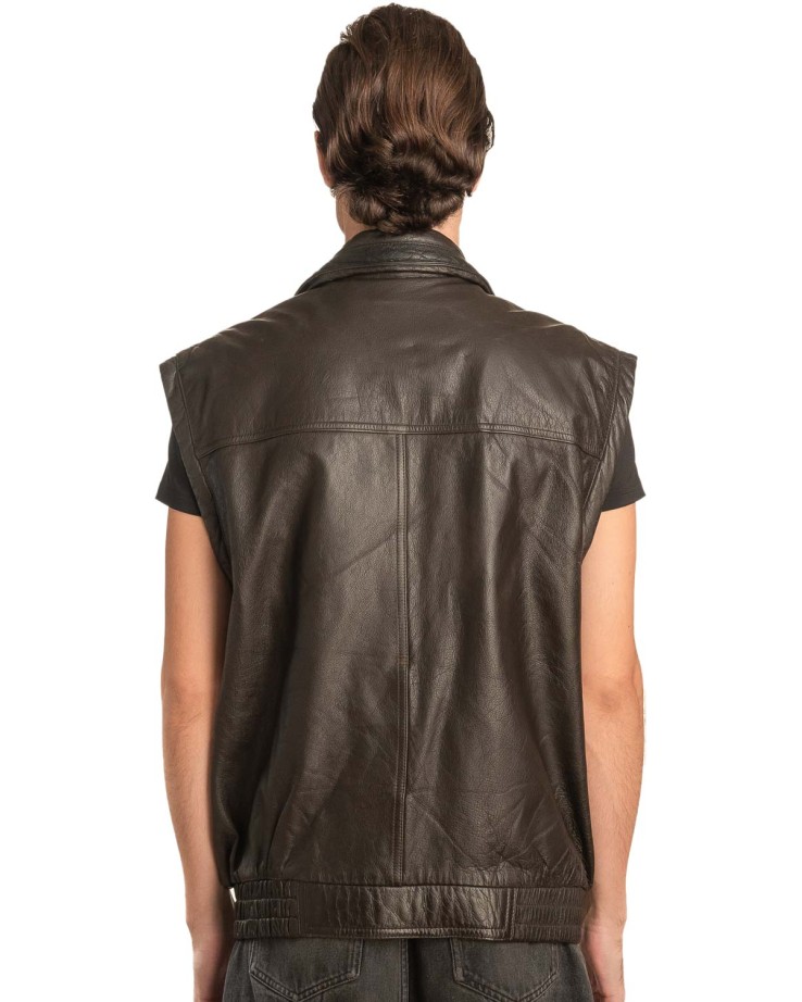 Γνήσιο Ανδρικό Δερμάτινο Γιλέκο - A133