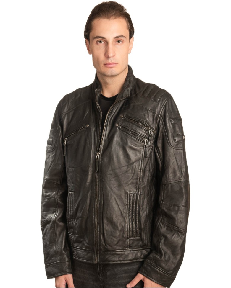  Γνήσιο Ανδρικό Δερμάτινο Μπουφάν - A163