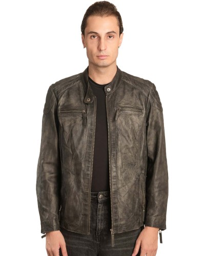  Γνήσιο Ανδρικό Δερμάτινο Μπουφάν - A217