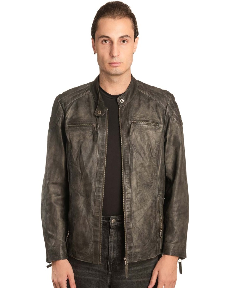  Γνήσιο Ανδρικό Δερμάτινο Μπουφάν - A217