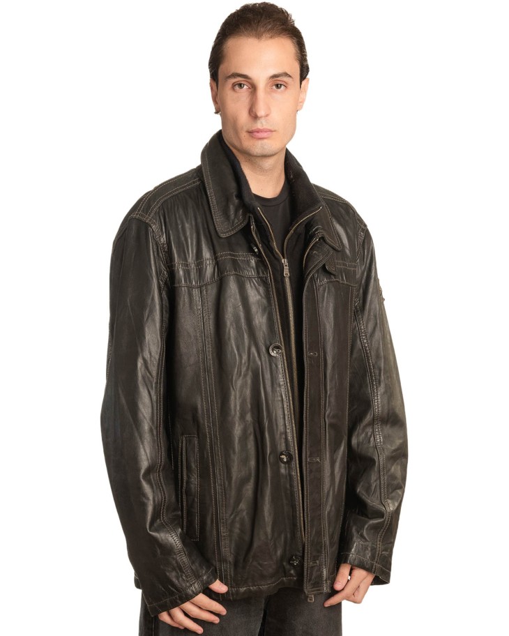  Γνήσιο Ανδρικό Δερμάτινο Μπουφάν - A219