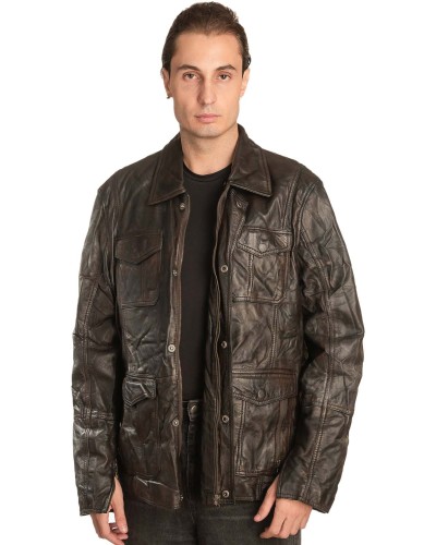  Γνήσιο Ανδρικό Δερμάτινο Μπουφάν - A226