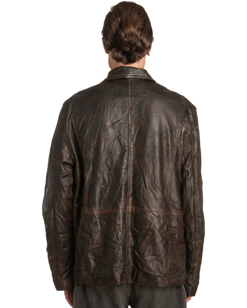  Γνήσιο Ανδρικό Δερμάτινο Μπουφάν - A226