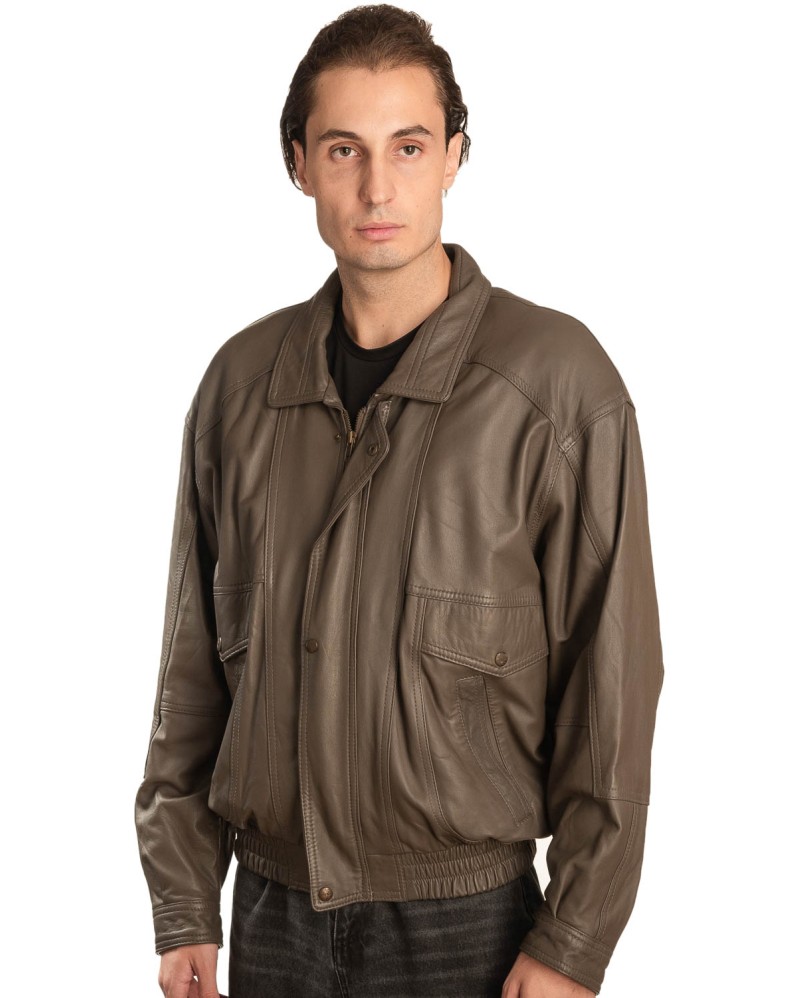  Γνήσιο Ανδρικό Δερμάτινο Μπουφάν - A332