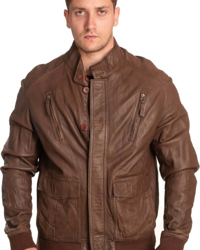  Γνήσιο Ανδρικό Δερμάτινο Μπουφάν - A420