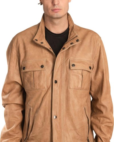  Γνήσιο Ανδρικό Δερμάτινο Μπουφάν - A467