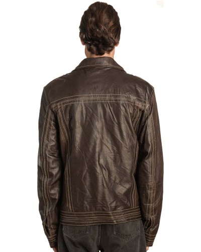  Γνήσιο Ανδρικό Δερμάτινο Μπουφάν - A487