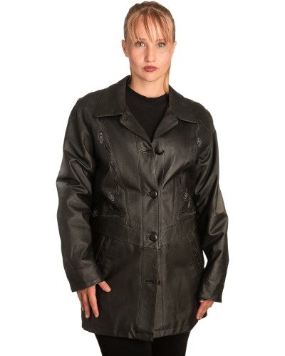 Γνήσιο Γυναικέιο Δερμάτινο Παλτό - B263