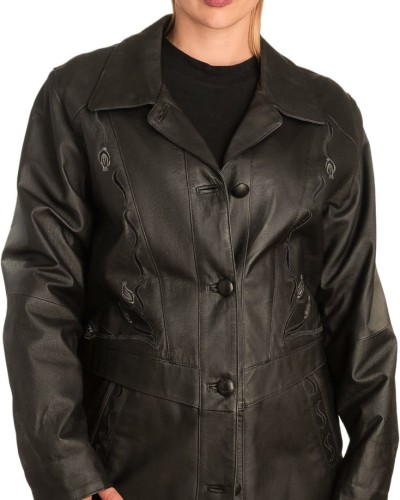 Γνήσιο Γυναικέιο Δερμάτινο Παλτό - B263