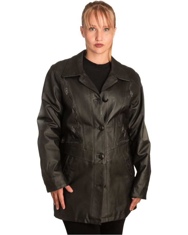 Γνήσιο Γυναικέιο Δερμάτινο Παλτό - B263