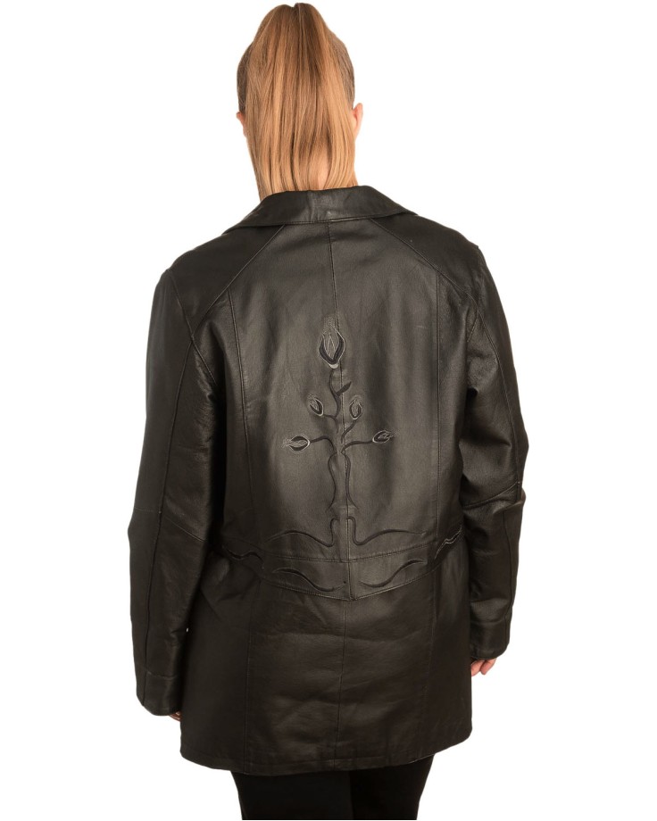 Γνήσιο Γυναικέιο Δερμάτινο Παλτό - B263