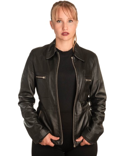 Γνήσιο Γυναικέιο Δερμάτινο Μπουφάν - B306