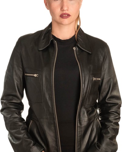 Γνήσιο Γυναικέιο Δερμάτινο Μπουφάν - B306