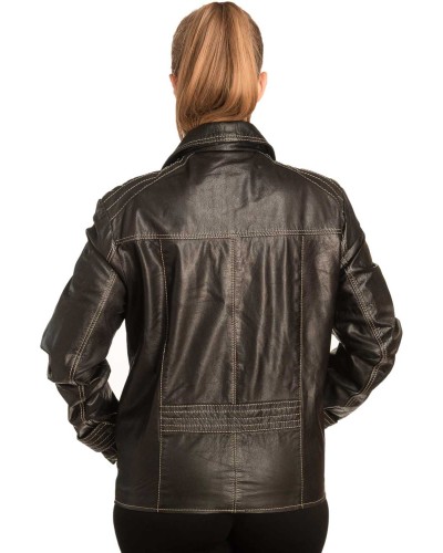 Γνήσιο Γυναικέιο Δερμάτινο Μπουφάν - B309