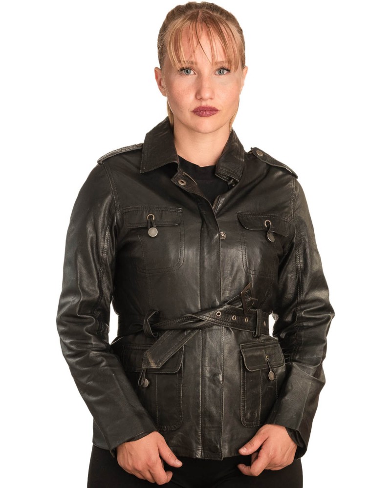 Γνήσιο Γυναικέιο Δερμάτινο Μπουφάν - B317