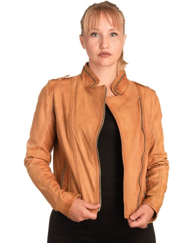 Γνήσιο Γυναικέιο Δερμάτινο Μπουφάν - B351