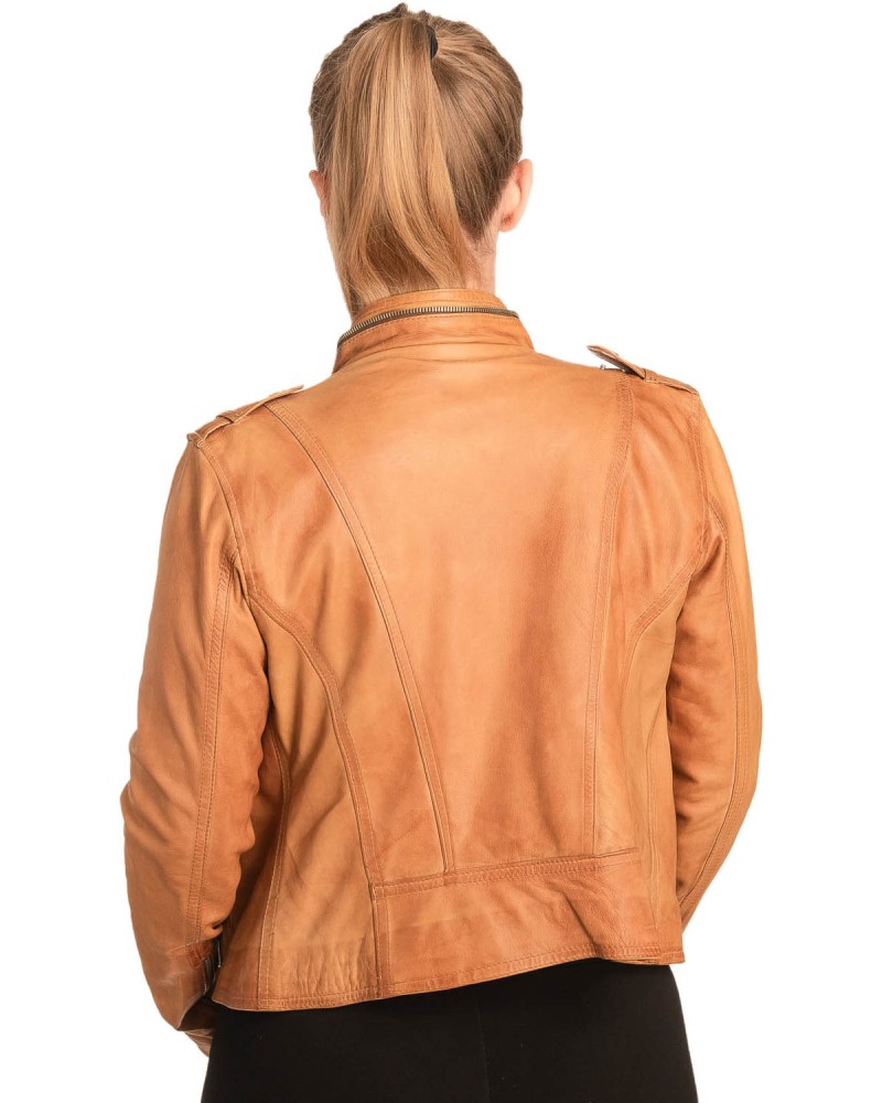 Γνήσιο Γυναικέιο Δερμάτινο Μπουφάν - B351