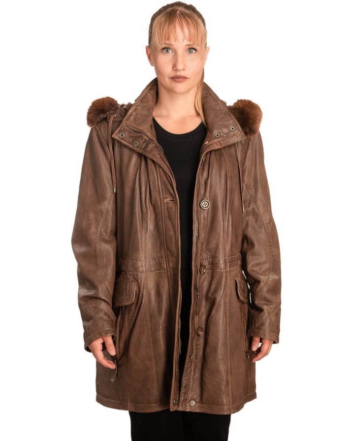 Γνήσιο Γυναικέιο Δερμάτινο Μπουφάν - B723