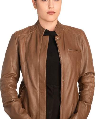 Γνήσιο Γυναικέιο Δερμάτινο Μπουφάν - B738