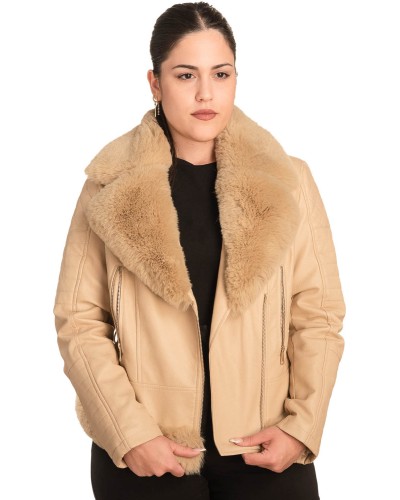 Γνήσιο Γυναικέιο Δερμάτινο Μπουφάν - B739