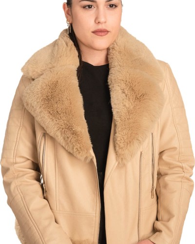 Γνήσιο Γυναικέιο Δερμάτινο Μπουφάν - B739