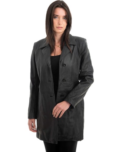 Γνήσιο Γυναικέιο Δερμάτινο Παλτό - H11