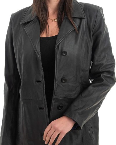 Γνήσιο Γυναικέιο Δερμάτινο Παλτό - H11