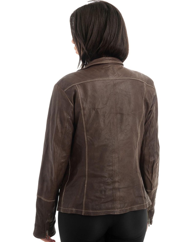 Γνήσιο Γυναικέιο Δερμάτινο Μπουφάν - H18