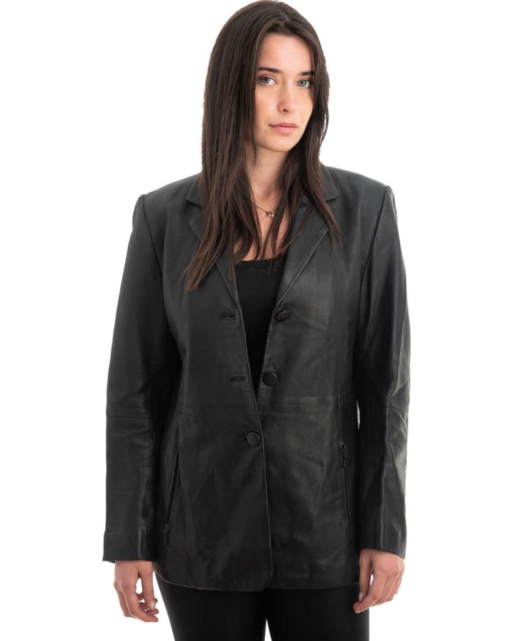Γνήσιο Γυναικέιο Δερμάτινο Σακάκι - H19