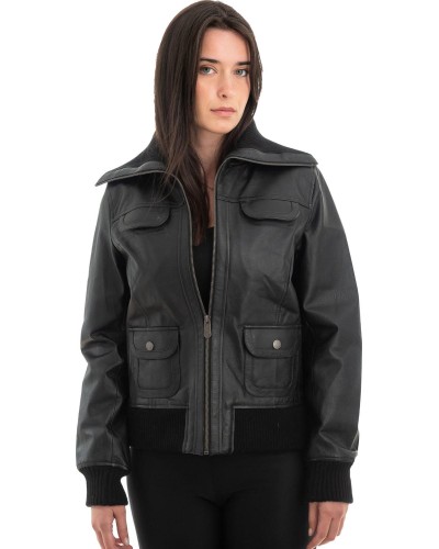 Γνήσιο Γυναικέιο Δερμάτινο Μπουφάν - H23