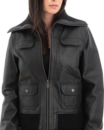 Γνήσιο Γυναικέιο Δερμάτινο Μπουφάν - H23