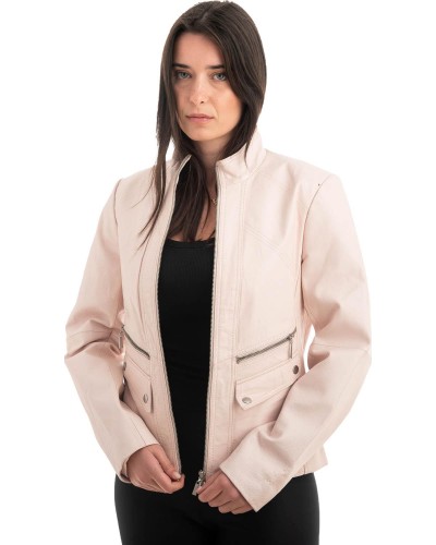 Γνήσιο Γυναικέιο Δερμάτινο Μπουφάν - H24