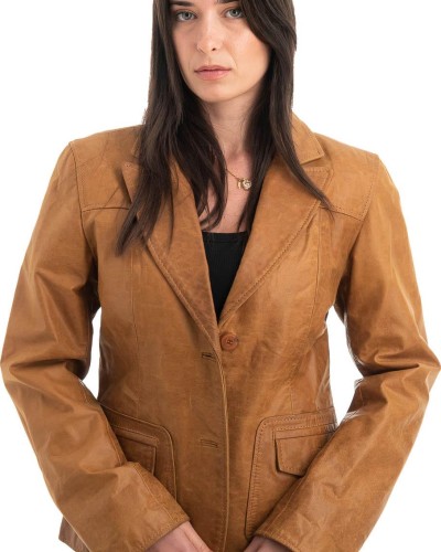 Γνήσιο Γυναικέιο Δερμάτινο Σακάκι - H25